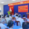 Quyền Chủ tịch nước Võ Thị Ánh Xuân phát biểu tại buổi tiếp xúc cử tri huyện Thoại Sơn, tỉnh An Giang. (Ảnh: Công Mạo/TTXVN)