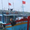Trạm kiểm soát biên phòng An Hòa (xã Tam Quang, huyện Núi Thành) kiểm tra tất cả tàu cá trước khi ra khơi. (Ảnh: Đoàn Hữu Trung/TTXVN)