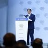 Thủ tướng Phạm Minh Chính phát biểu tại Phiên toàn thể Hội nghị thường niên các nhà tiên phong lần thứ 15 của WEF. (Ảnh: Dương Giang/TTXVN)