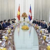 Chủ tịch nước Tô Lâm hội đàm với Thủ tướng Campuchia Hun Manet. (Ảnh: Nhan Sáng/TTXVN)