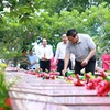 Thủ tướng Phạm Minh Chính thắp hương phần mộ liệt sỹ tại Nghĩa trang Liệt sỹ thành phố Cần Thơ. (Ảnh: Dương Giang/TTXVN)