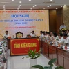 Một hội nghị đối thoại giữa Ủy ban Nhân dân tỉnh Kiên Giang với doanh nghiệp. (Ảnh: Văn Sĩ/TTXVN)