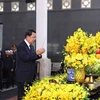 Đoàn Vương quốc Campuchia do Chủ tịch Đảng Nhân dân Campuchia, Chủ tịch Thượng viện Campuchia Hun Sen làm Trưởng đoàn, viếng Tổng Bí thư Nguyễn Phú Trọng. (Ảnh: TTXVN)