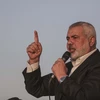 Lãnh đạo Phong trào Hồi giáo Hamas Ismail Haniyeh phát biểu khi thị sát khu vực biên giới phía Đông Dải Gaza và Israel, ngày 9/4/2018. (Ảnh: THX/TTXVN)