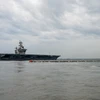 Tàu sân bay USS Dwight D. Eisenhower của Mỹ được triển khai từ căn cứ hải quân Norfolk ngày 14/10/2023. (Ảnh: AFP/TTXVN)