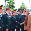 Đại diện lãnh đạo Tập đoàn Viettel đón Tổng thống Timor-Leste Jose Ramos-Horta tới thăm, làm việc tại Tập đoàn. (Ảnh: Tuấn Anh/TTXVN)