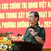 Đại tướng Phan Văn Giang, Ủy viên Bộ Chính trị, Phó Bí thư Quân ủy Trung ương, Bộ trưởng Bộ Quốc phòng phát biểu. (Ảnh: An Đăng/TTXVN)