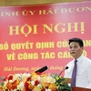 Phó Bí thư Tỉnh ủy Hải Dương Lê Ngọc Châu phát biểu nhận nhiệm vụ. (Ảnh: Mạnh Minh/TTXVN)