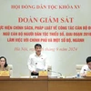 Chủ tịch Hội đồng Dân tộc Y Thanh Hà Niê Kđăm - Trưởng Đoàn giám sát phát biểu tại cuộc làm việc. (Nguồn: Cổng Thông tin Điện tử Quốc hội Việt Nam)