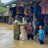 Vận động, hỗ trợ người dân ở những vùng ngập lụt di dời đến nơi an toàn. (Ảnh: TTXVN phát)