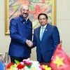 Thủ tướng Phạm Minh Chính gặp Chủ tịch Hội đồng châu Âu Charles Michel. (Ảnh: Dương Giang/TTXVN)