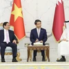 Thủ tướng Phạm Minh Chính hội đàm với Thủ tướng Nhà nước Qatar Sheikh Mohammed bin Abdulrahman bin Jasim Al-Thani. (Ảnh: Dương Giang/TTXVN)