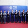 Hội đồng Tư vấn Kinh doanh APEC (ABAC) Việt Nam đón Chủ tịch nước Lương Cường và các đại biểu dự Hội nghị Thượng đỉnh Doanh nghiệp APEC – CEO Summit. (Ảnh: Lâm Khánh/TTXVN)