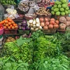 Ghi nhận tại một số chợ dân sinh, các mặt hàng như rau xanh tiếp tục “đi ngang” và duy trì ổn định. (Ảnh: Việt Anh/Vietnam+)