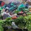 Sau gần một tháng 'tăng nóng' do thời tiết rét đậm, giá rau xanh đã giảm nhẹ tại các chợ Hà Nội trong những ngày cuối năm. (Ảnh: Việt Anh/Vietnam+)