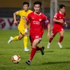 Hoàng Đức lập hattrick giúp Câu lạc bộ Viettel thắng tưng bừng 3-0 và là đội bóng duy nhất của Thủ đô giành chiến thắng ở vòng 10. (Ảnh: Hoài Nam/Vietnam+)