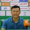 Huấn luyện viên Thạch Bảo Khanh hài lòng với chiến thắng, song khẳng định vẫn còn quá sớm để Viettel nghĩ đến các danh hiệu ở mùa giải năm nay. (Ảnh: Hoài Nam/Vietnam+)