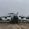 ‘Siêu máy bay vận tải’ A400M tại sận bay Nội Bài (Ảnh: Sơn Bách/Vietnam+) 