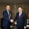 Phó Thủ tướng Chính phủ Vương Đình Huệ tiếp nhà đầu tư Công ty Alliex của Hàn Quốc. 