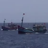 Tàu đánh cá của ngư dân vẫn tiếp tục hoạt động tại khu vực Trung Quốc đặt giàn khoan. (Ảnh: Công Định-Hữu Trung/TTXVN)