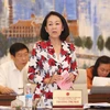 Chủ nhiệm Ủy ban Về các vấn đề xã hội của Quốc hội Trương Thị Mai phát biểu ý kiến. (Ảnh: Phương Hoa/TTXVN)
