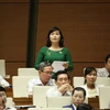Đại biểu Quốc hội thành phố Cần Thơ Trần Hồng Thắm phát biểu ý kiến. (Ảnh: Phương Hoa/TTXVN)