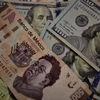 Đồng USD của Mỹ và đồng peso của Mexico. (Nguồn: AFP/TTXVN)