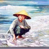 Tác phẩm "Biển chết" của họa sỹ Nguyễn Nhân. (Nguồn: travinh.gov.vn)