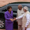 Tổng thống Ram Nath Kovind và Thủ tướng Narendra Modi trong lễ đón Tổng thống Thụy Sĩ - bà Doris Leuthard. (Nguồn: newindianexpress.com)