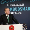 Tổng thống Thổ Nhĩ Kỳ Tayyip Erdogan trong bài phát biểu tại Istanbul ngày 25/9. (Nguồn: AFP/TTXVN)