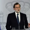 Thủ tướng Tây Ban Nha Mariano Rajoy phát biểu với báo giới tại Madrid ngày 1/10. (Nguồn: AFP/TTXVN)