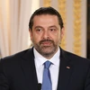 Thủ tướng Liban Saad Hariri phát biểu trong một cuộc họp báo tại Paris, Pháp ngày 1/9. (Nguồn AFP/TTXVN)