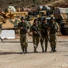 Binh sỹ Thổ Nhĩ Kỳ triển khai tại Reyhanli, tỉnh Hatay, gần khu vực biên giới với Syria. (Nguồn: AFP/TTXVN)