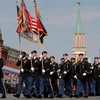 Các lực lượng Mỹ diễu binh kỷ niệm chiến thắng phátxít trên quảng trường Đỏ của Nga năm 2010. (Nguồn: AFP)