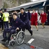 Phái đoàn Triều Tiên tới PyeongChang, Hàn Quốc để tham dự Paralympic PyeongChang 2018 ngày 7/3. (nguồn: Yonhap/TTXVN.)