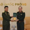 Thượng tướng Phạm Ngọc Minh tiếp Trung tướng Tin Maung Win Tư lệnh Lực lượng Phòng không Myanmar. (Nguồn: TTXVN/phát)