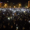 Quang cảnh cuộc biểu tình tại Yerevan, Armenia ngày 22/4. (Nguồn: THX/TTXVN)