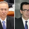 Phó Thủ tướng Trung Quốc Lưu Hạc (trái) và Bộ trưởng Tài chính Mỹ Steven Mnuchin. (Nguồn: Kyodo/TTXVN)