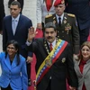 Tổng thống Venezuela Nicolas Maduro (giữa) tại lễ tuyên thệ nhậm chức ở thủ đô Caracas ngày 24/5. (Nguồn: AFP/TTXVN)