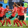 Pha ăn mừng bàn thắng của các tuyển thủ Hàn Quốc trước đội Đức trong lượt cuối vòng bảng World Cup 2018 ở Kazan, Nga ngày 27/6. (Nguồn: THX/TTXVN)