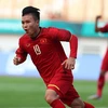 Cầu thủ Quang Hải ăn mừng sau khi ghi bàn thắng mở tỷ số cho U23 Việt Nam. (Ảnh: Hoàng Linh/TTXVN)