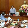 Trưởng ban Nội chính Trung ương Phan Đình Trạc phát biểu tại buổi làm việc. (Ảnh: Kim Há/TTXVN)