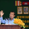Thủ tướng Campuchia Hun Sen phát biểu trong một sự kiện tại Kandal ngày 5/7. (Ảnh: THX/TTXVN)