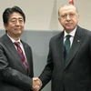 Thủ tướng Nhật Bản Shinzo Abe và Tổng thống Thổ Nhĩ Kỳ Tayyip Erdogan. (Nguồn: Kyodo)