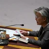 Ngoại trưởng Hàn Quốc Kang Kyung-wha phát biểu tại cuộc họp của Hội đồng Bảo an ở New York, Mỹ ngày 27/9/2018. (Ảnh: AFP/TTXVN)
