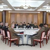 Phái đoàn Hàn Quốc, Triều Tiên và Bộ Tư lệnh Liên hợp quốc tại cuộc hội đàm ba bên lần thứ hai ở Panmunjom ngày 22/10/2018. (Ảnh: THX/TTXVN)