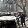 Lực lượng cứu hộ tìm kiếm nạn nhân sau vụ cháy rừng tại Paradise, California. (Ảnh: THX/TTXVN)