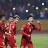 Quang Hải (số 19) và các cầu thủ Việt Nam trong trận thắng Campuchia 3-0. (Ảnh: Trọng Đạt/TTXVN)