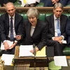 Thủ tướng Anh Theresa May (giữa) tại cuộc họp ở London, Anh. (Ảnh: AFP/TTXVN)