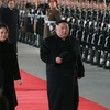 Nhà lãnh đạo Triều Tiên Kim Jong-un (phải) lên đường tới Trung Quốc ngày 8/1/2019. (Ảnh: Yonhap/TTXVN)